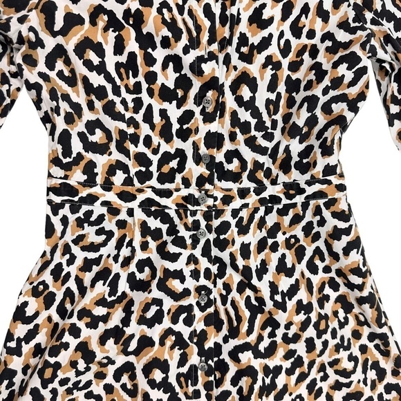 J. Crew leopard print tie-waist shirt dress pockets long sleeve buttons collar 2 - Picture 13 of 16